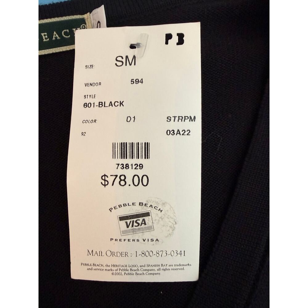 Pebble Beach ladies Golf V Neck Sweater S/M Black womens Performance Outdoor NEW - Picture 9 of 9